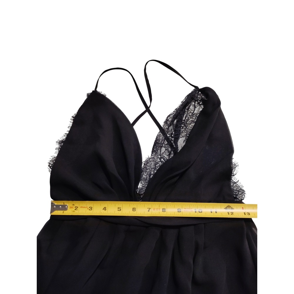 Luxxel Black Lace Trim Deep V-Neck Maxi Dress Cross Back Straps Small LD4733 - Picture 6 of 9